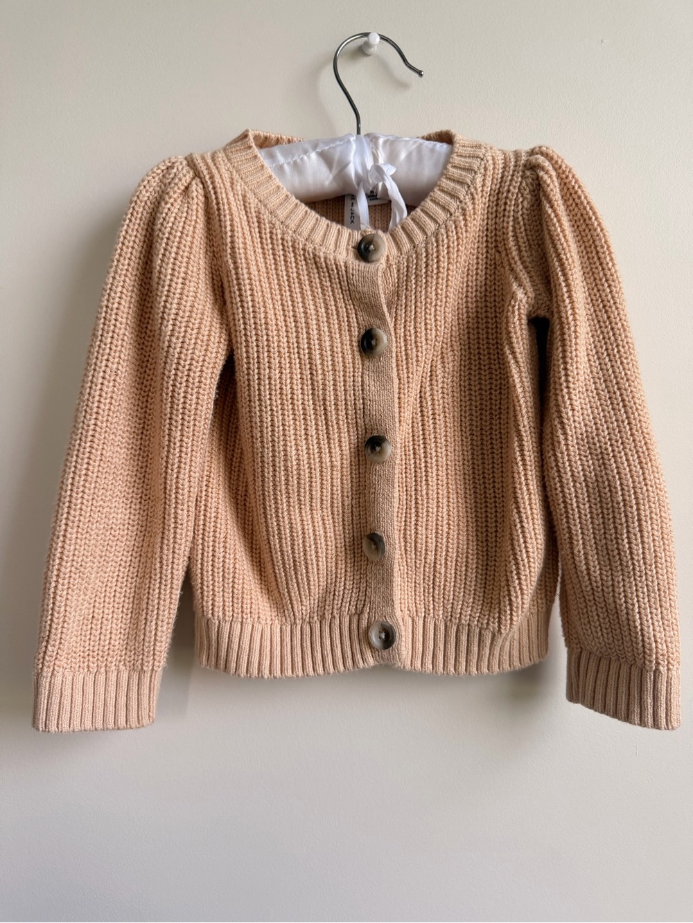 Janie and Jack tan Ribbed Button-Front Cardigan
